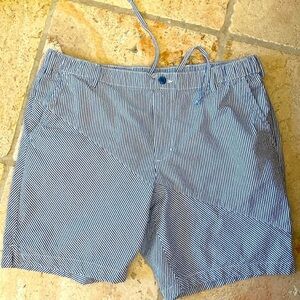 NWT FREE ASSEMBLY Shorts Women’s Seer Sucker Striped Blue/White Coastal SZ XL